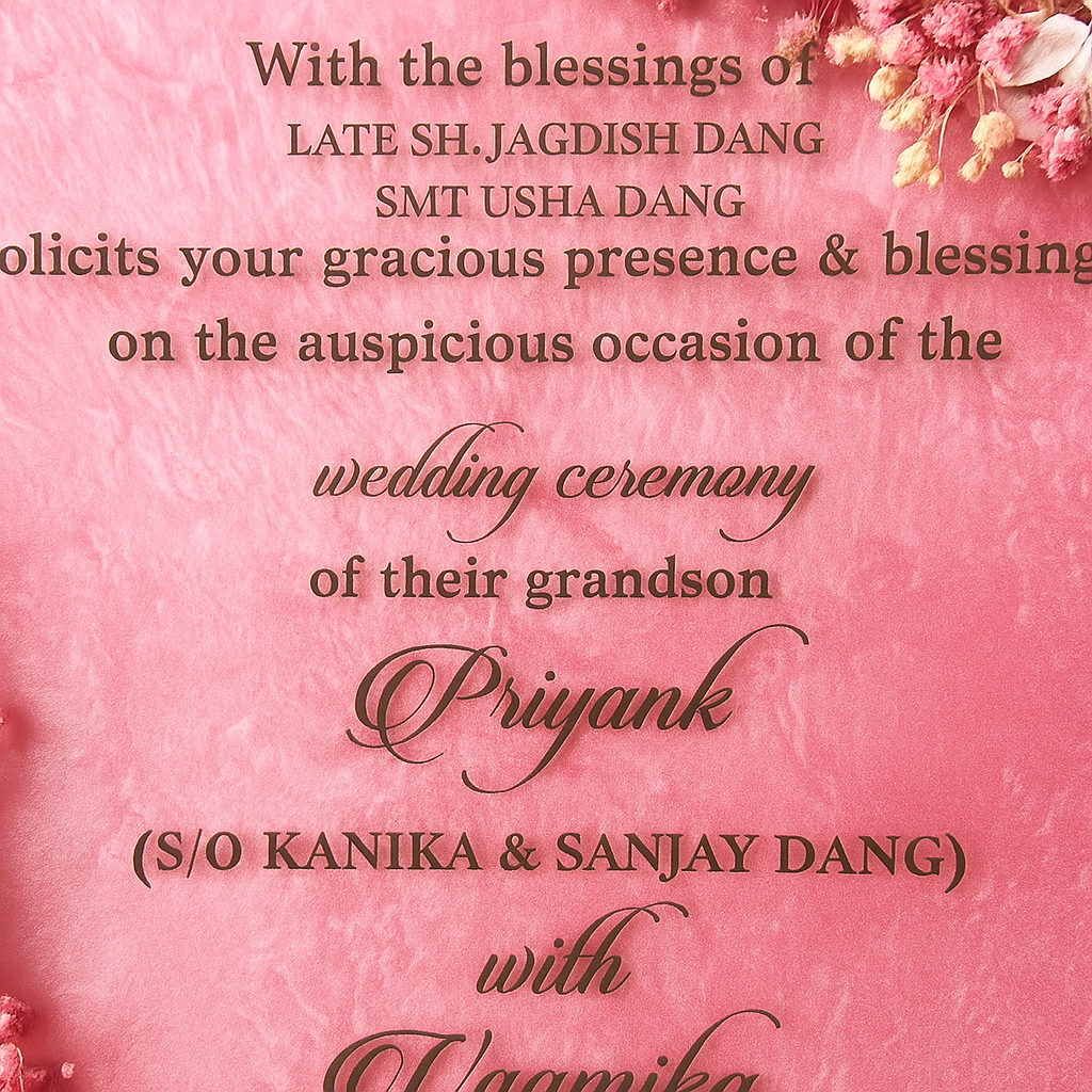 Pink Resin Wedding Invitation Board