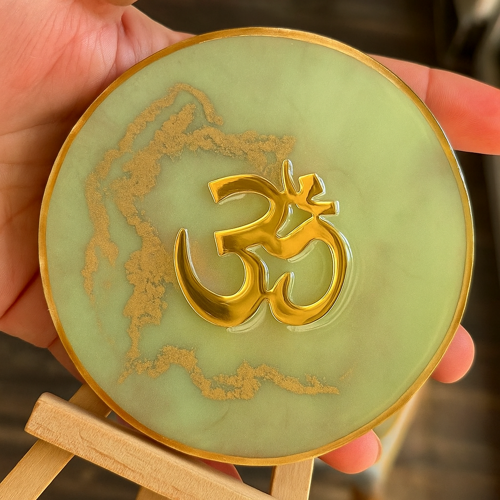 Green Om Resin Coaster Set
