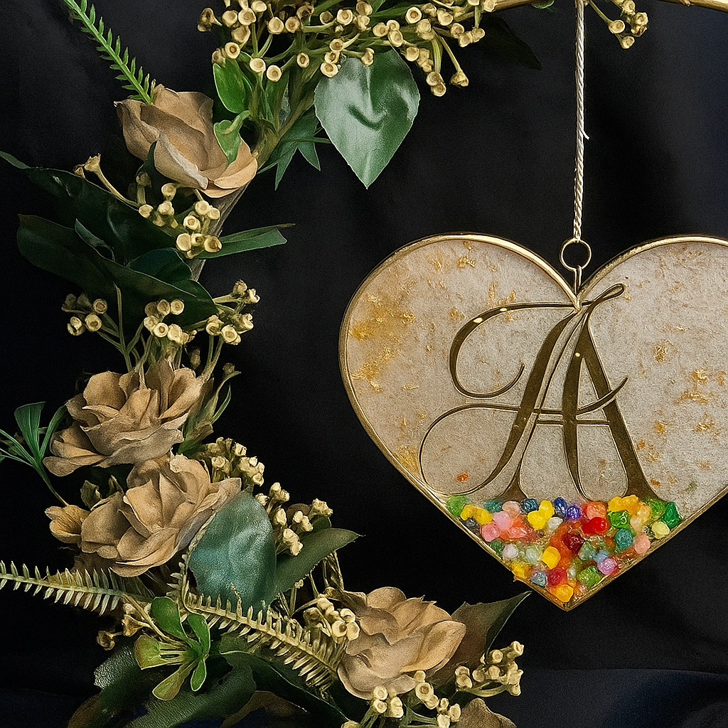 Resin Monogram Heart Decor Ring