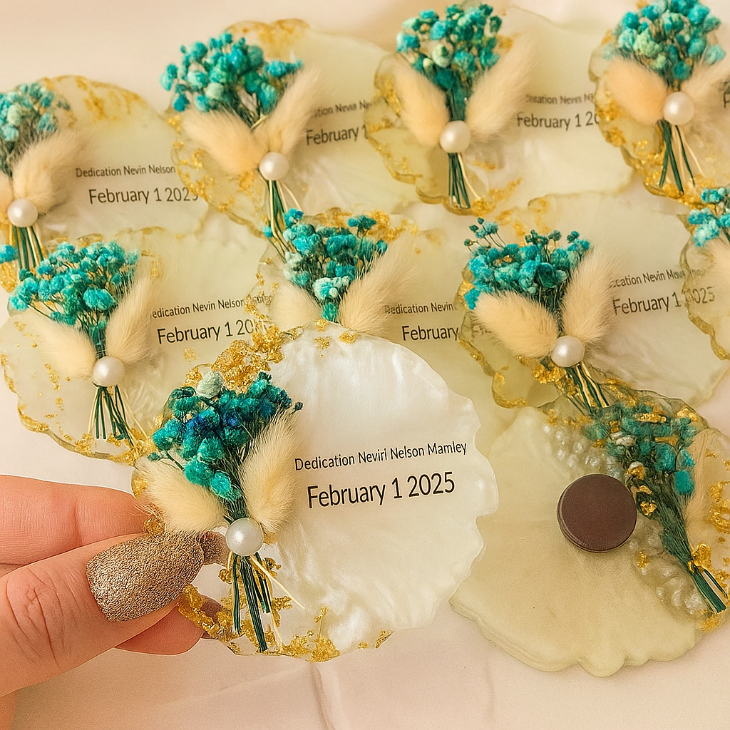 Blue Floral Resin Magnet