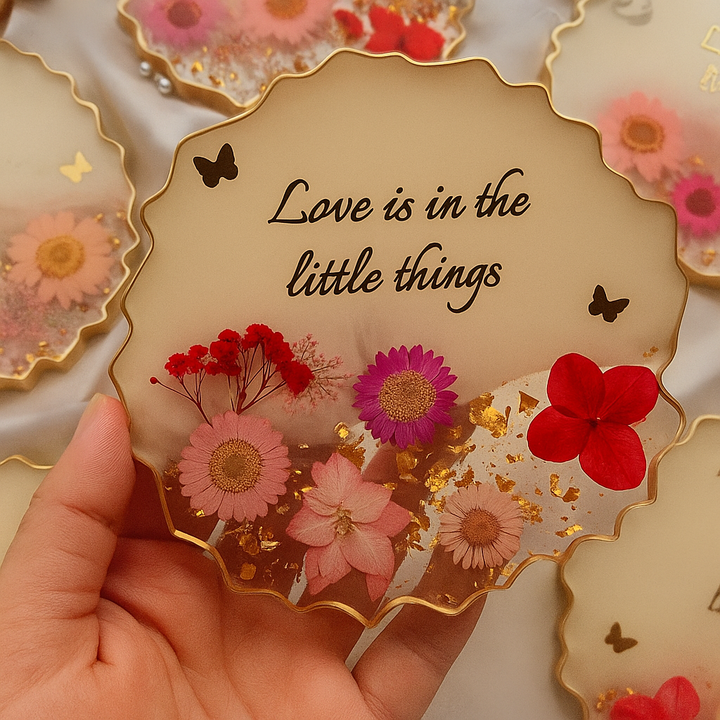 Resin Floral Quote Coaster