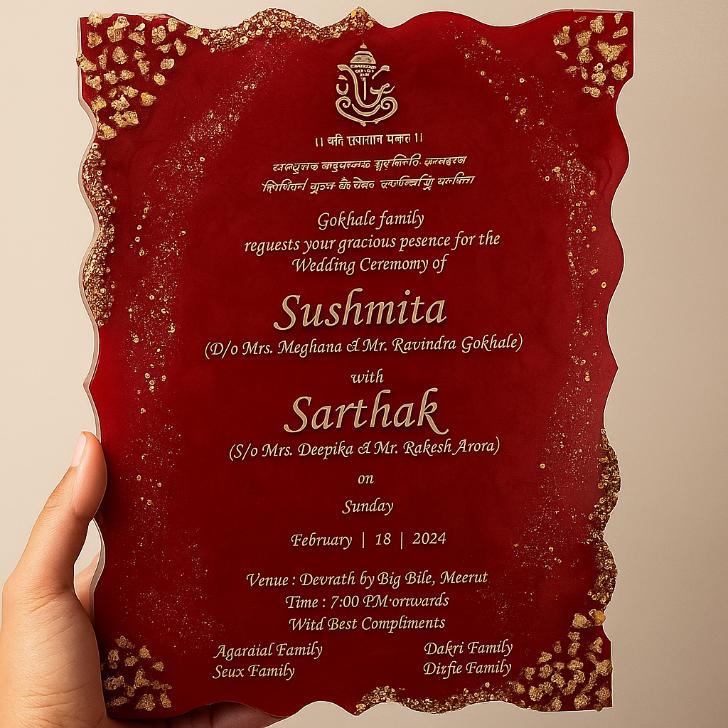 Red Resin Wedding Invitation Board