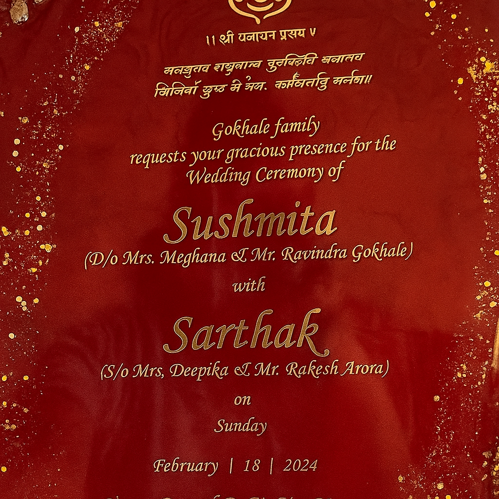 Red Resin Wedding Invitation Board
