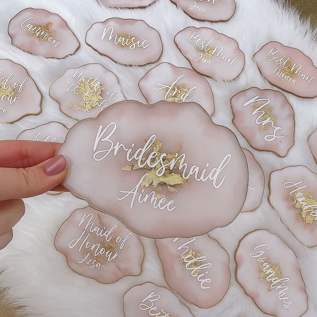 Personalized Resin Wedding Place Cards