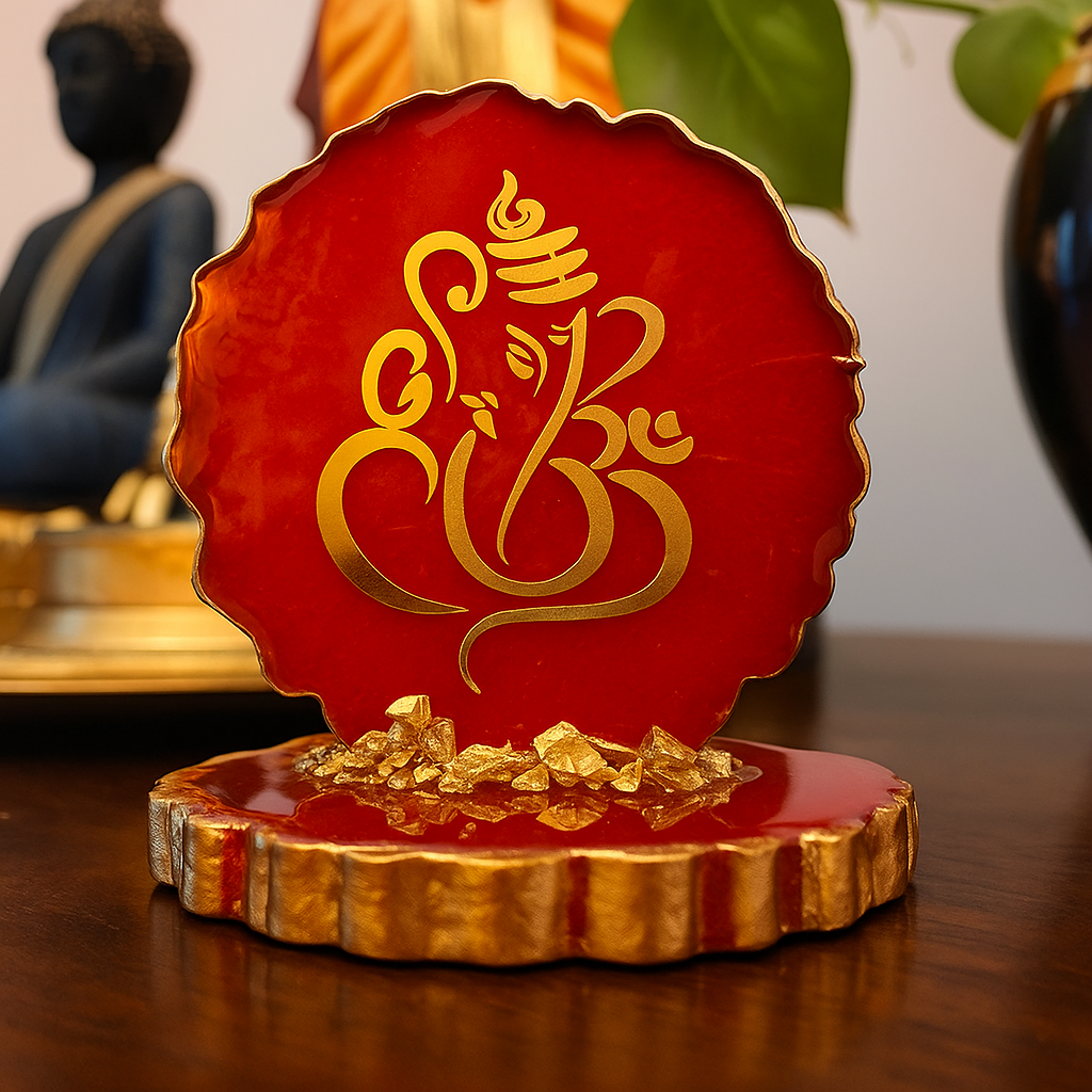 Red Ganesh Resin Plaque