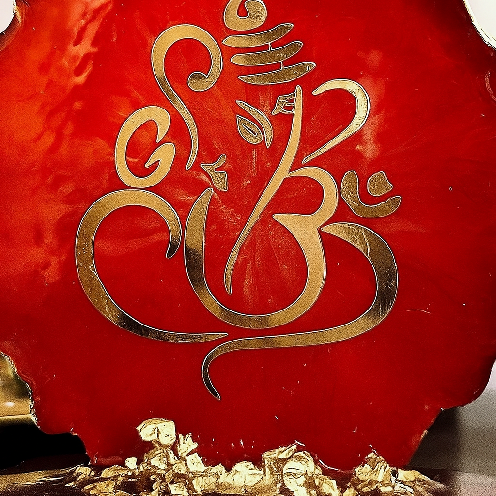 Red Ganesh Resin Plaque