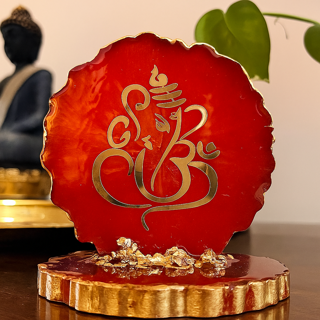 Red Ganesh Resin Plaque
