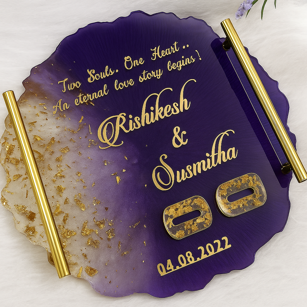 Purple & Gold Resin Wedding Tray