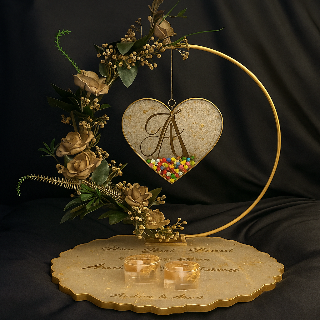 Resin Monogram Heart Decor Ring