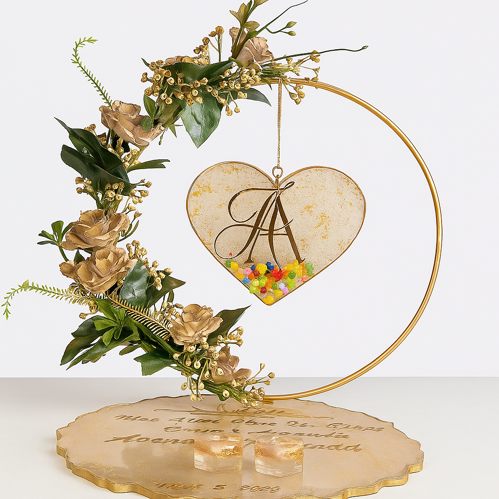 Resin Monogram Heart Decor Ring